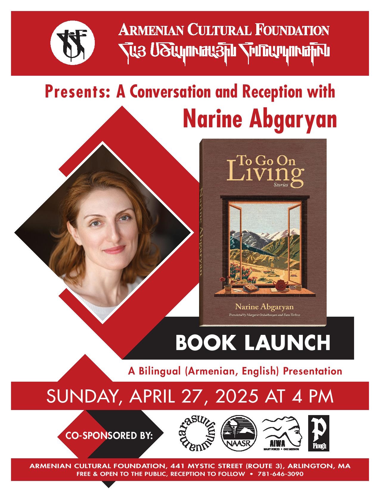 Supporting Narine Abgaryan’s Book Launch by ACF – April 27