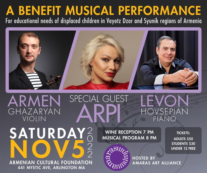 Benefit Musical Performance with Arpi – November 5