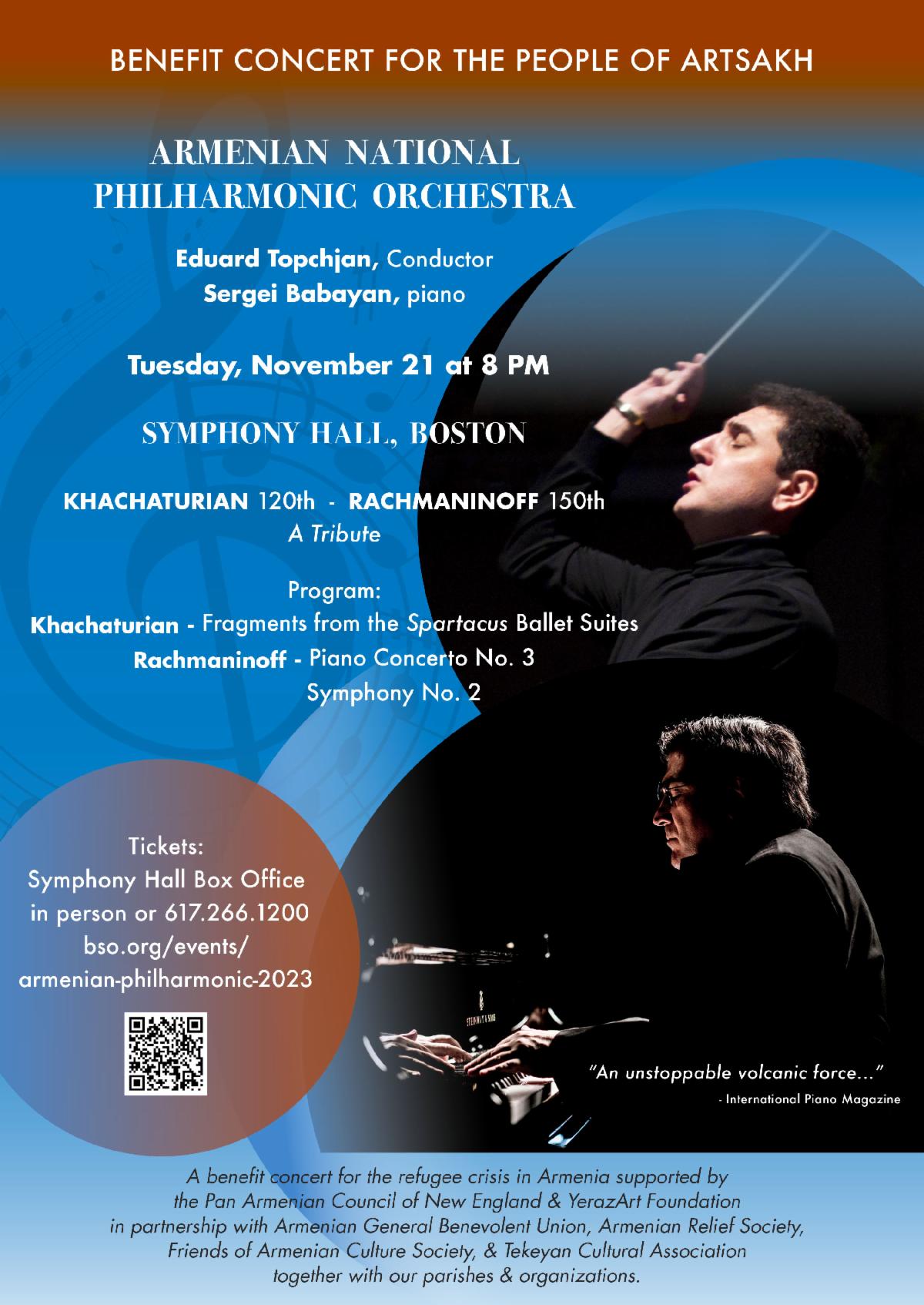 Supporting Armenian National Philharmonic Orchestra Boston Performance, Nov 21 and Zoravik Ralley for Artsakh People in Armenia, Nov 18