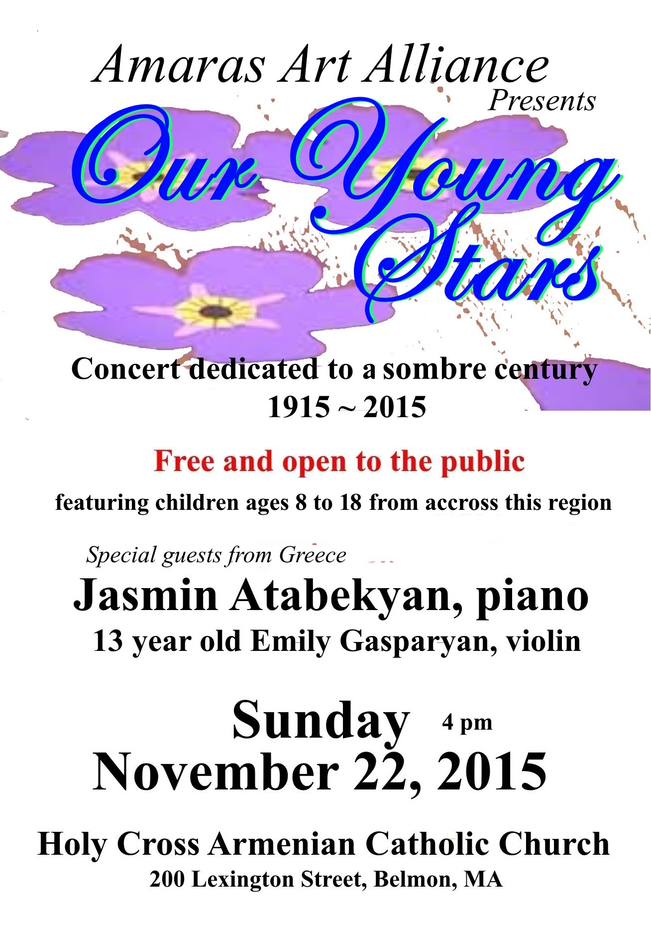 Recital/Our Young Stars performing – November 22